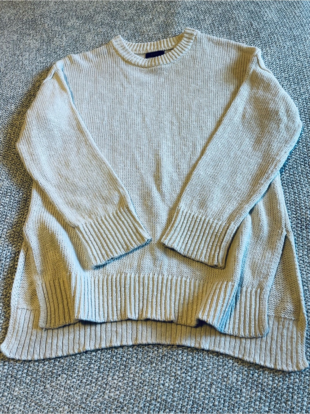 Quince Organic Cotton Linen Oversized Crew Sweater in Ivory Cream Size Small